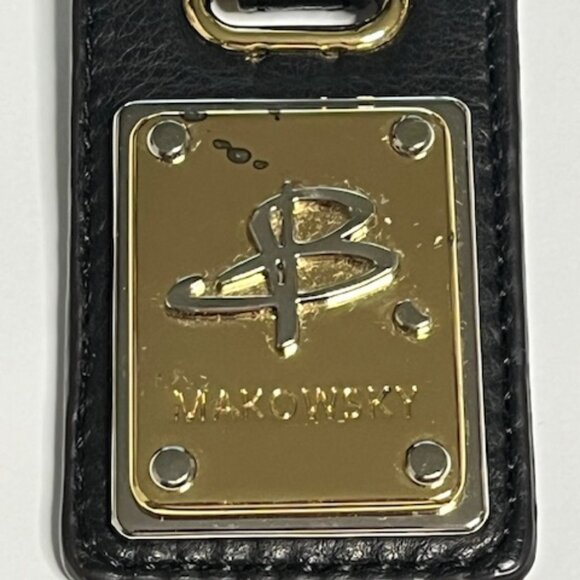 B. Makowsky Leather Black Buckle Luggage Tag Key Chain Gold Logo - Picture 14 of 14